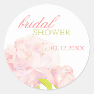 Spring Blush Peony Bridal Shower Invitation Classic Round Sticker