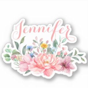 Spring Blush Pink Floral Bouquet Personalise Name