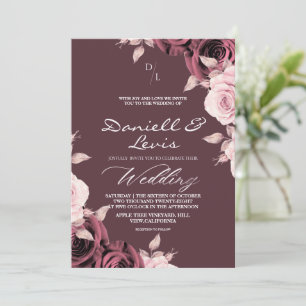 Spring Blush Roses ⎮ Mauve Wedding Invitation