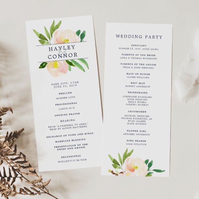 Spring Blush Wedding Ceremony Program Programme (Creator Uploaded)