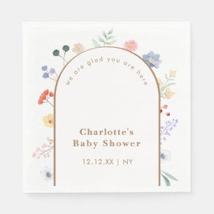 Spring Boho Arch Wildflower Floral Baby Shower  Napkin