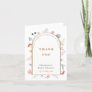 Spring Boho Arch Wildflower Floral Baby Shower Thank You Card