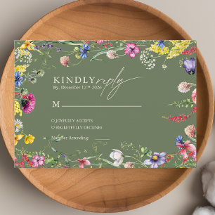 Spring Boho Chic Colorful Wildflower Wedding  Enclosure Card