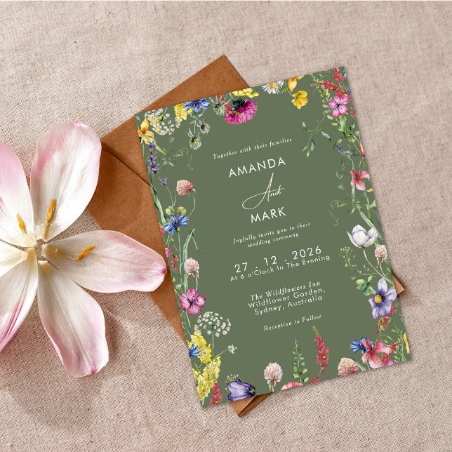 Spring Boho Chic Colorful Wildflower Wedding  Invitation (Creator Uploaded)