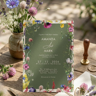 Spring Boho Chic Colorful Wildflower Wedding  Invitation