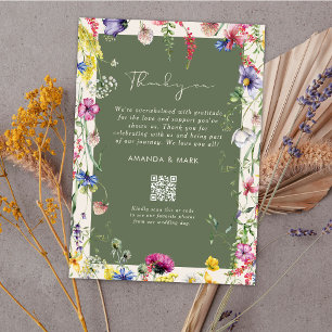 Spring Boho Chic Colorful Wildflower Wedding Thank Invitation