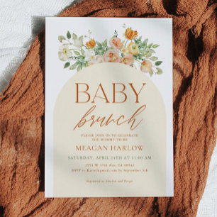 Spring Boho Floral Girl Baby Brunch  Invitation