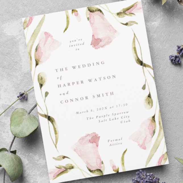 Spring Boho Flow Wildflower Framed Wedding Invitation (Creator Uploaded)