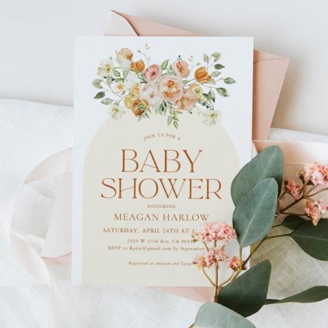 Spring Boho Flowers Girl Baby Shower Invitation (Creator Uploaded)