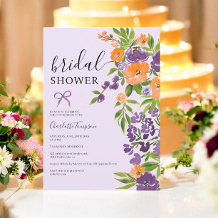 Spring Boho Lavender Orange Floral bridal shower Invitation
