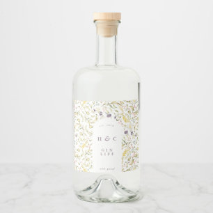 Spring Boho Wildflower Pampas Gin Liquor Bottle Label
