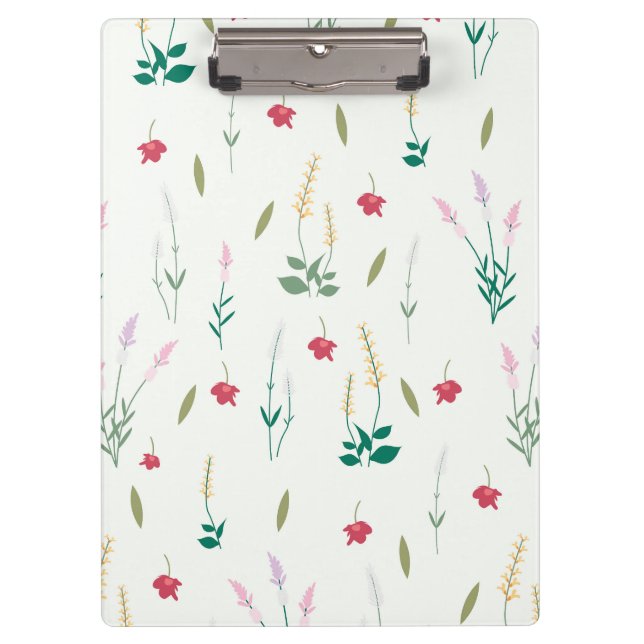 Spring Botanical Decorative Blooming Seamless Clipboard (Front)