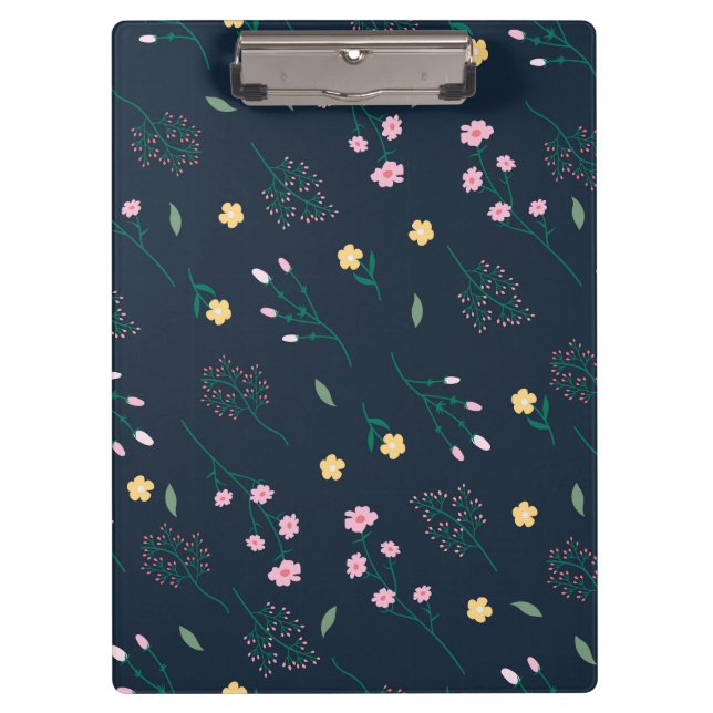 Spring Botanical Decorative Blooming Seamless Clipboard (Front)