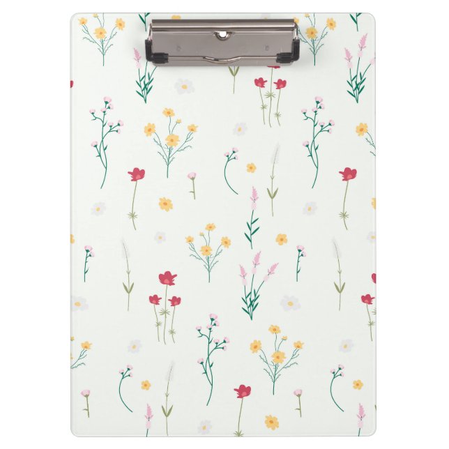 Spring Botanical Decorative Blooming Seamless Clipboard (Front)