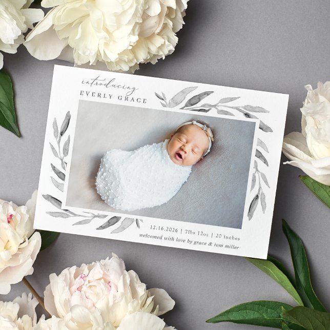 Spring Botanical | Photo Birth Announcement (Creator Uploaded)
