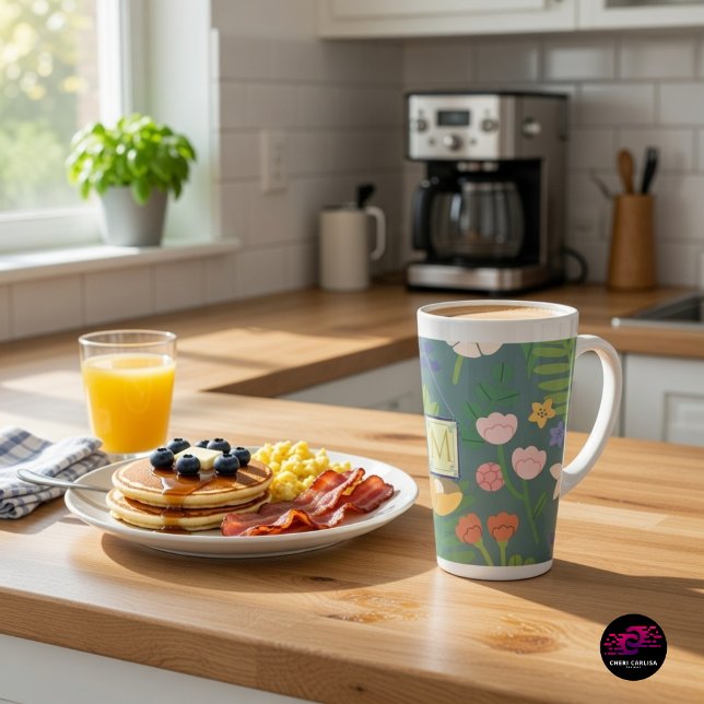 Spring Botanicals Monogram Latte Mug (Creator Uploaded)