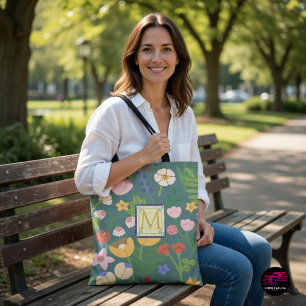 Spring Botanicals Monogram Tote Bag