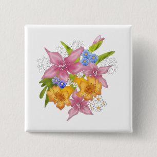 Spring bouquet 15 cm square badge