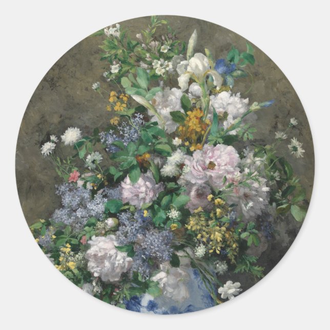  Spring Bouquet by Auguste Renoir Classic Round Sticker (Front)