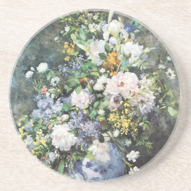 Spring Bouquet by Pierre Renoir, Vintage Flowers Coaster (Front)