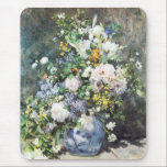 Spring Bouquet by Pierre Renoir, Vintage Flowers Mouse Pad<br><div class="desc">Spring Bouquet (1866) by Pierre Renoir is a vintage floral fine art still life impressionism painting. A bouquet of beautiful blooming spring flowers from the garden in a blue vase. About the artist: Pierre-Auguste Renoir (1841-1919) was a leading painter in the development of the Impressionist style. Renoir's paintings are noteable...</div>