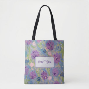 Spring Bouquet Floral Monogram Tote Bag