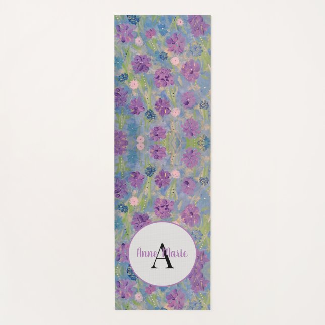 Spring Bouquet Floral Monogram Yoga Mat (Front)