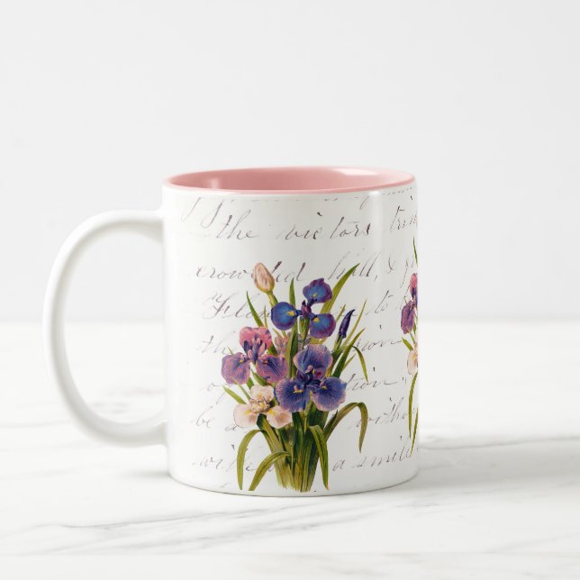Spring Bouquet of Irises - Celebration of Flowers Two-Tone Coffee Mug (Left)