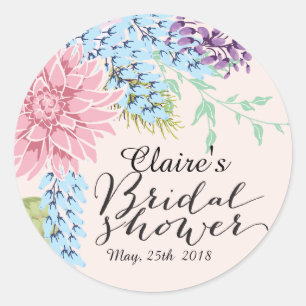 Spring Bouquet Personalised Bridal Shower Favour Classic Round Sticker