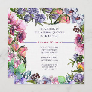 Spring Bouquet Watercolors Bridal Shower Invitation