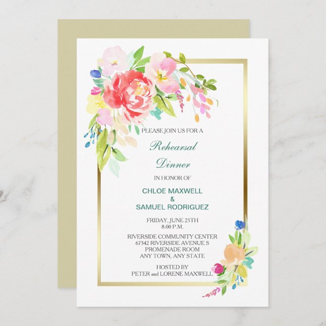 Spring Bouquet Wedding Rehearsal Dinner Invitation (Front/Back)