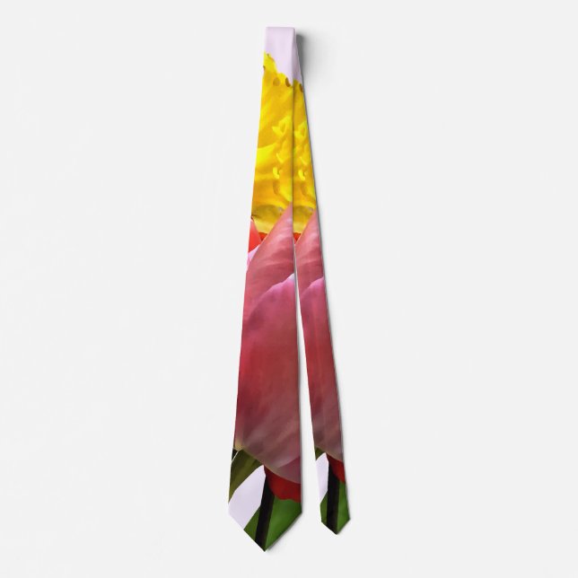 Spring Bouquet With Tulips and Daffodils Neck Tie (Front)