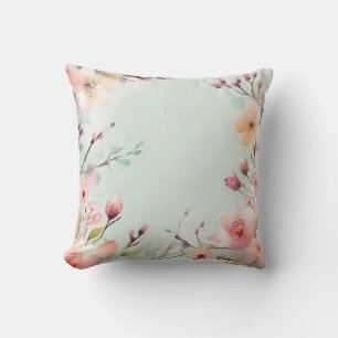Spring Branches and Blooms Watercolor Cushion