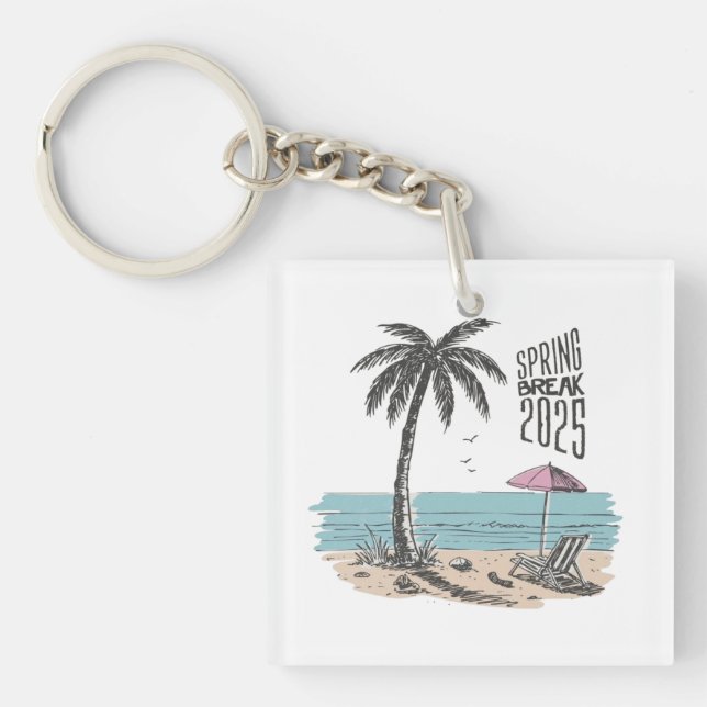 Spring Break 2025 Beach Vibes Key Ring (Front)