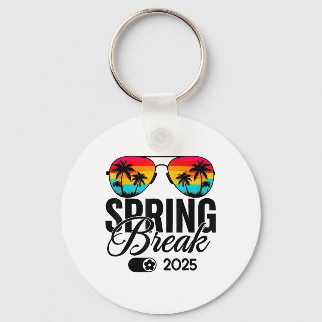 Spring Break 2025 Mode On Retro Sungles Beach Vaca Key Ring (Front)