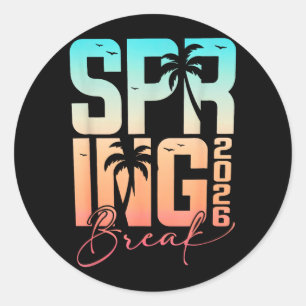 Spring Break 2026 Colourful Retro Spring Break Classic Round Sticker