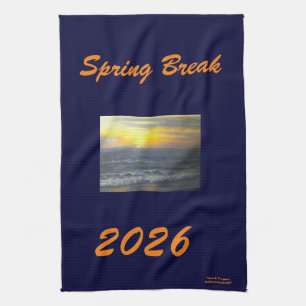 "SPRING BREAK 2026 OCEAN SUNSET KITCHEN TOWEL" TEA TOWEL
