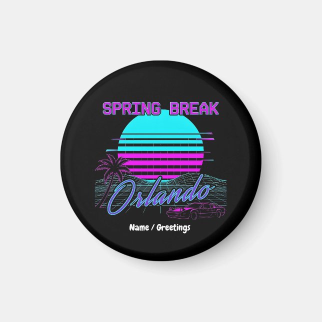 Spring Break 2026 Orlando After Dark Retro Synth Magnet (Front)