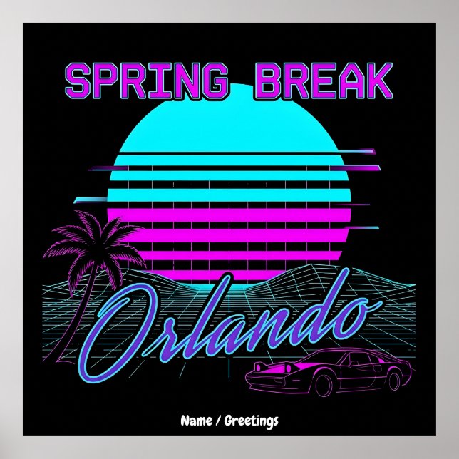 Spring Break 2026 Orlando After Dark Retro Synth Poster (Front)
