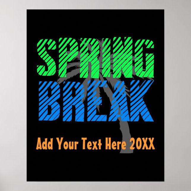 Spring Break Custom Neon Souvenir Poster (Front)