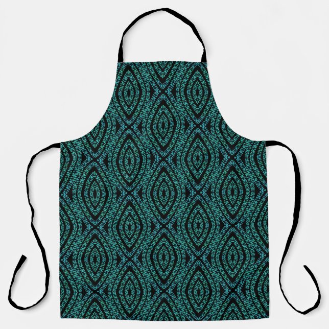 Spring Break Leaves Turquoise Coloured Art Design Apron (Front)