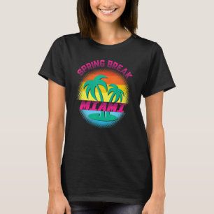 Spring Break Miami Sunset Vintage Matching Women M T-Shirt