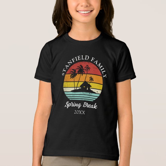 Spring Break Palm Trees Beach Family Matching Tri-Blend Shirt (Front)