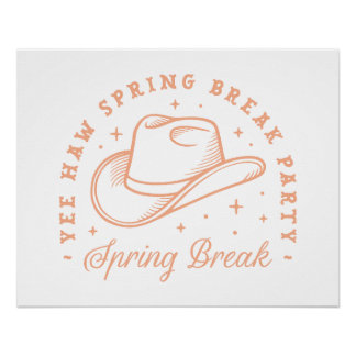 Spring break party cowgirl theme peach colour poster