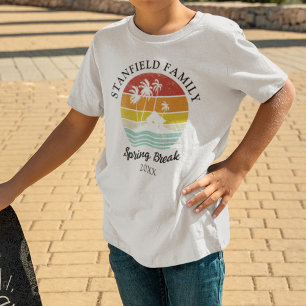 Spring Break Retro Beach Hut Palm Trees Family T-Shirt