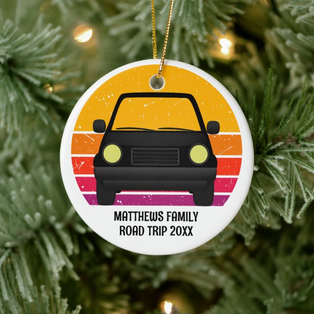 Spring Break Road Trip Sunset Custom Christmas Ceramic Tree Decoration (Tree)