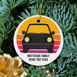 Spring Break Road Trip Sunset Custom Christmas Ceramic Tree Decoration