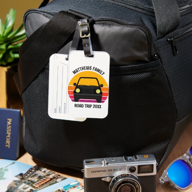 Spring Break Road Trip Sunset Customized Luggage Tag (Front & Back)