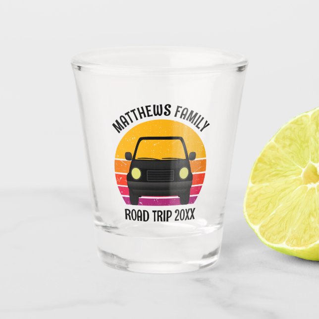 Spring Break Road Trip Sunset Customized Shot Glass (Front)