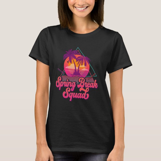 Spring Break Squad 2023 Retro 80s Sunset Matching T-Shirt (Front)